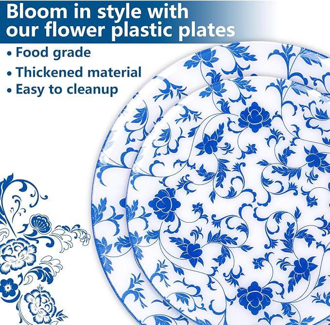 60 PCS Blue Plastic Plates - Image 4