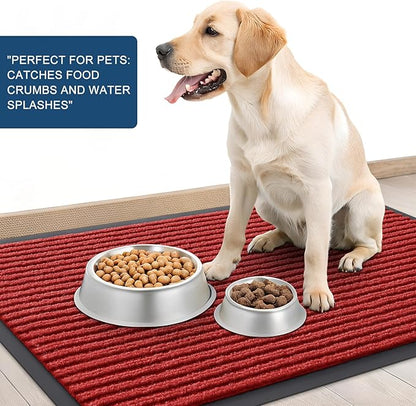 OLANLY Front Door Mat Indoor Outdoor Entrance, Waterproof Heavy Duty Doormat, Fade Resistant, Low Profile, Easy Clean Patio Porch Welcome Floor Mats for Entry, 47x23, Red