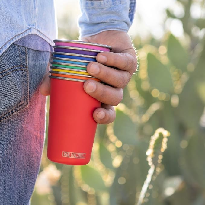 Real Deal Steel Rainbow Cups 16 oz Pint Cups, Stackable Tumblerrs, Eco Friendly - Image 3