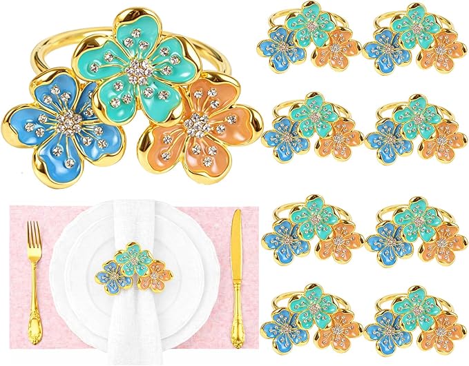 Flower Napkin Rings Set of 8, European Palace-Style Glaze, High-Temperature by Unknown