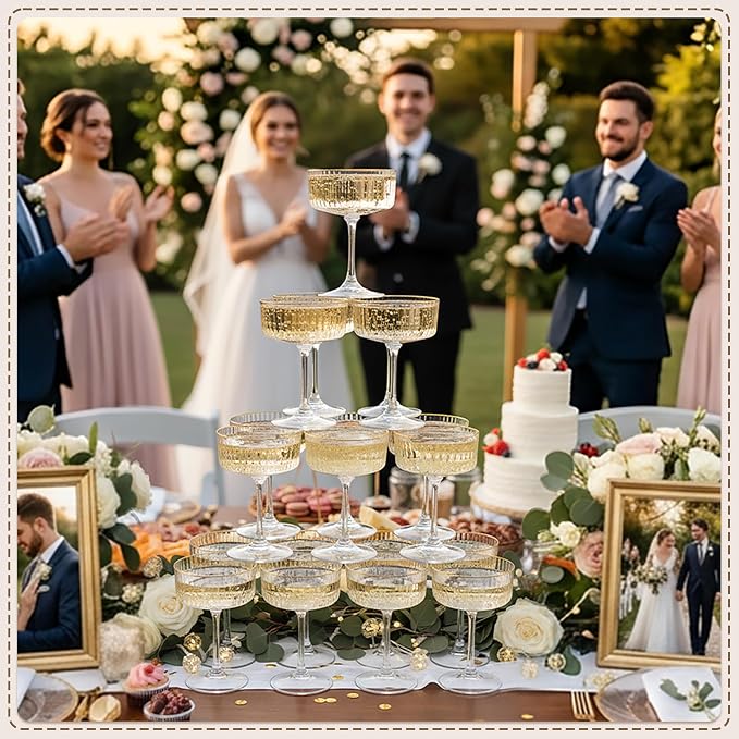 48PCS Plastic Martini Glasses, Unbreakable Reusable Champagne Coupe, Removable - Image 6