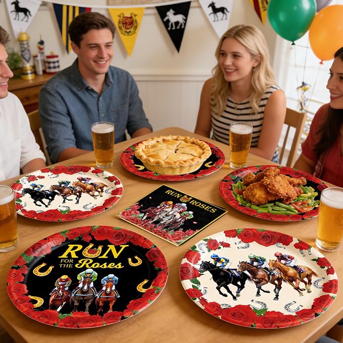 40 Pcs Derby Day Plates and Napkins Set, 9 Inch Run - Image 7