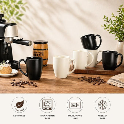 AmorArc 16 oz Coffee Mugs Set of 6, Large Ceramic Coffee Cups-Light Beige | - Image 4