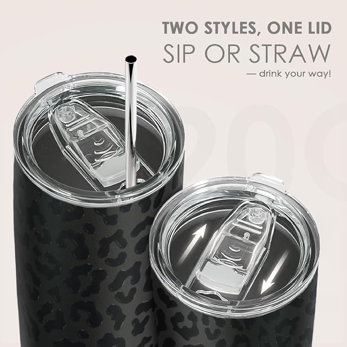 SANDJEST Leopard Print Tumbler 20oz Stainless Steel Insulated, Bow Gifts - Image 5