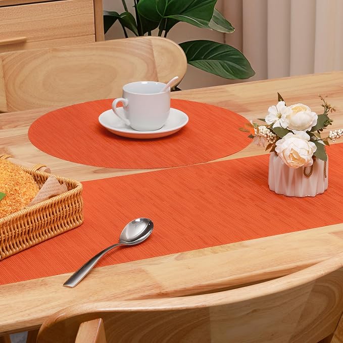 Table Runner 72 Inches Long, Vinyl Woven Heatproof Table Runners | Washable - Image 4