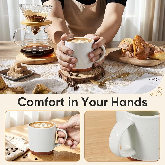 E-far Ceramic Coffee Mug Set of 4, 12oz Stoneware Coffee Cup - Image 6