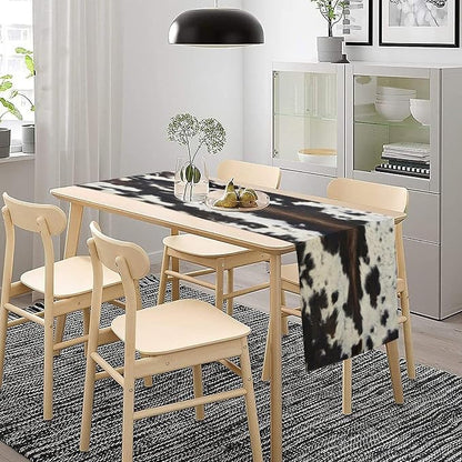 Cow Skin Print Table Runner, Rustic Cottage Country Farmhouse Animal Fur Skin - Image 3