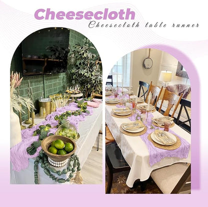 6 Pack Lavender Cheesecloth Table Runner 20 x 120 Inch Gauze Table Runner - Image 5