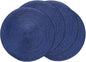 AHHFSMEI Round Braided Placemats 15 Inch Round Table Mats for Dining Tables Natural Woven Heat Resistant Place mats Set of 4 (Navy Blue,4)