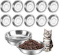 HUOIQUE 10 Pcs 6.2 Inches Stainless Steel Cat Bowls, Whisker Friendly Metal Shallow Cat Dishes for Food and Water