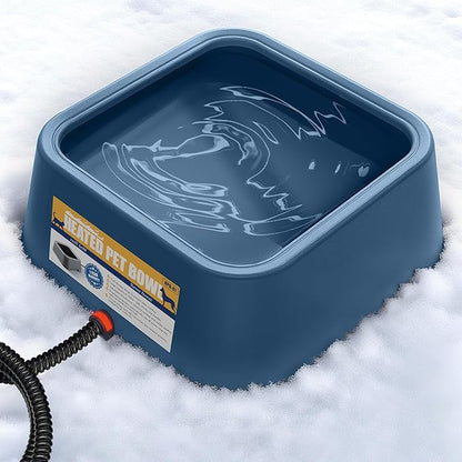 Heated Water Bowl for Dogs & Cats, 3.5L/120oz Large Heated Dog Bowl for Pets, Livestock & Outside Animal, Safe Anti-Tip Heated Pet Bowl for Indoor/Outdoor, Melts Ice, Wide Mouth, 25W, Blue