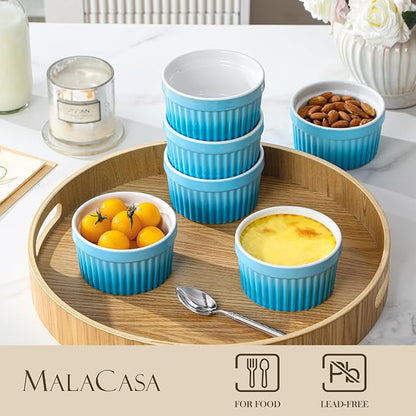 MALACASA Ramekins 8 oz Oven Safe, Large Ceramic Souffle Dishes - Image 3