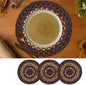 Homespice Prescott Jute Braided Trivets for Table - Set of 3, Round 8", Black & Red - Rich Colors, Easy to Clean, Durable and Protects Furniture