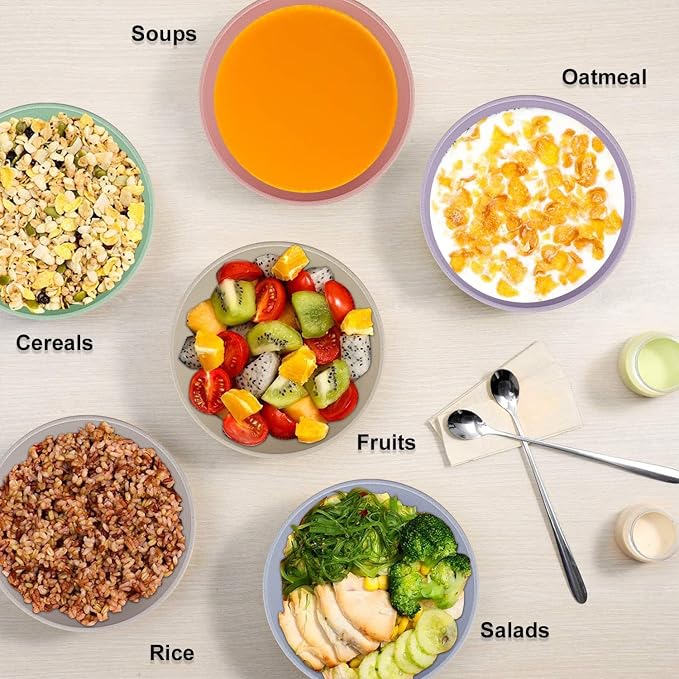 Wheat Straw Bowls Set 60 OZ Unbreakable Large Cereal Bowls Set of 6 Microwave - Image 7