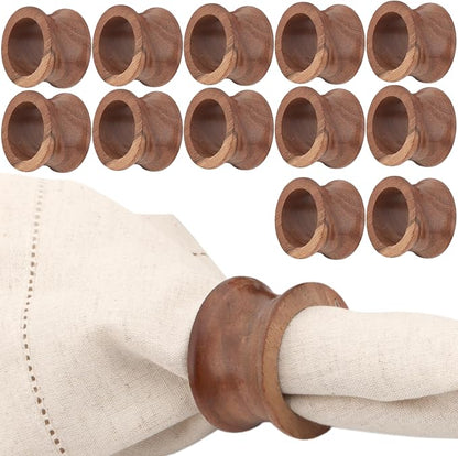 Acacia Wood Napkin Rings, rustic farmhouse style, 2.25x2.25x1.25 in each by CLEENTABLE