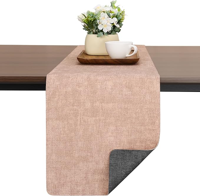 Table Runners 72 Inch Long, Dual-Sided Faux Leather Table Runner | Waterproof by Chitomars