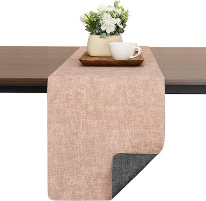 Table Runners 72 Inch Long, Dual-Sided Faux Leather Table Runner | Waterproof by Chitomars