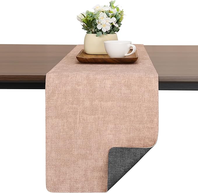 Table Runners 55 Inch Long, Dual-Sided Faux Leather Table Runner | Waterproof by Chitomars