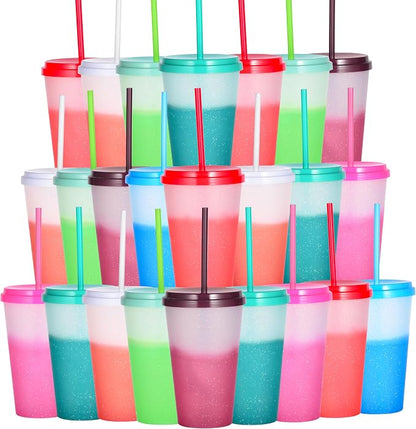Color Changing Cups, 5 Pack 24oz Plastic Tumblers, Reusable Iced Coffee & by Alohastarttg