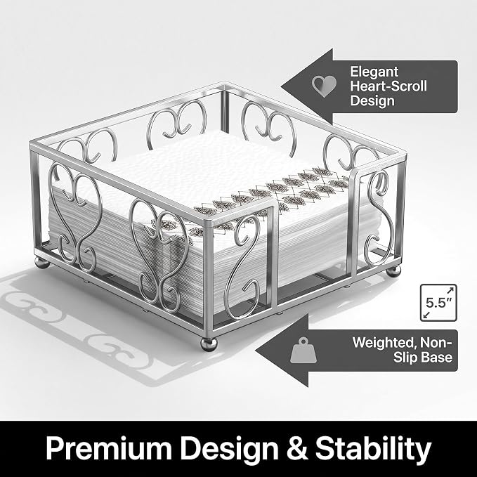 Cocktail Napkin Holder for 5x5 Napkins, Flat Square Caddy, Table | Cocktail - Image 7