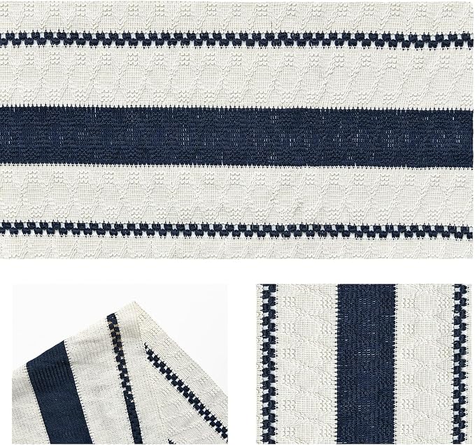 Artoid Mode Dark Blue Rustic Woven Table Runner 12x108 Inch | Holiday Farmhouse - Image 6
