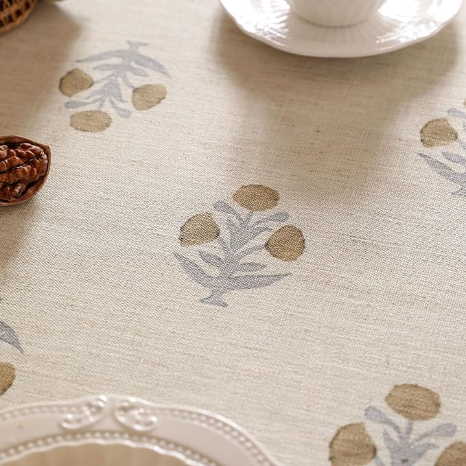 patdrea Designer French Beige Tablecloth for Square Table,Vintage Linen Yellow Floral Pattern Tablecloths,Decoration Table Cover for Kitchen Dining Christmas,Thanksgiving,67"x67"-Istana a