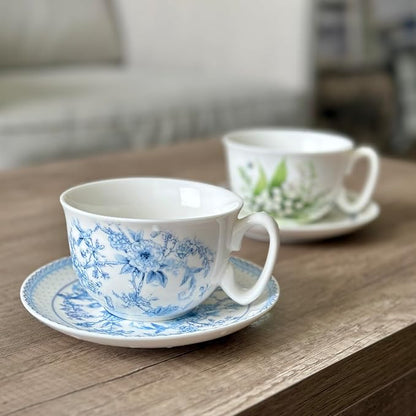 STP GOODS Blue Flowers Bone China Cup and Saucer Set in Gift Box - Image 2