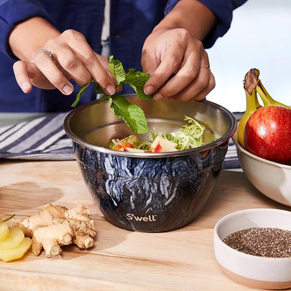 S’well Stainless Steel 64oz Salad Bowl Kit, Azurite Color, Includes 2oz - Image 5