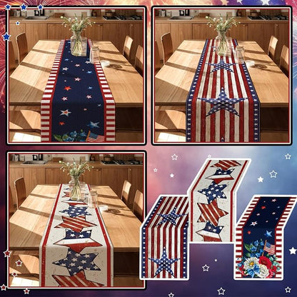 Gilprop 3 Pcs 4th of July Table Runners Patriotic Tablecloth, 13x72 Inch | - Image 6