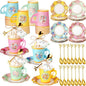 125 Pcs Tea Party Favors Set Floral Paper Teacups by Ferrochef