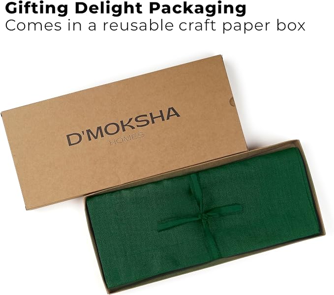 Classic Linen™ by D'Moksha Eden Green Table Runner 120 Inches Long, 100% Pure - Image 4