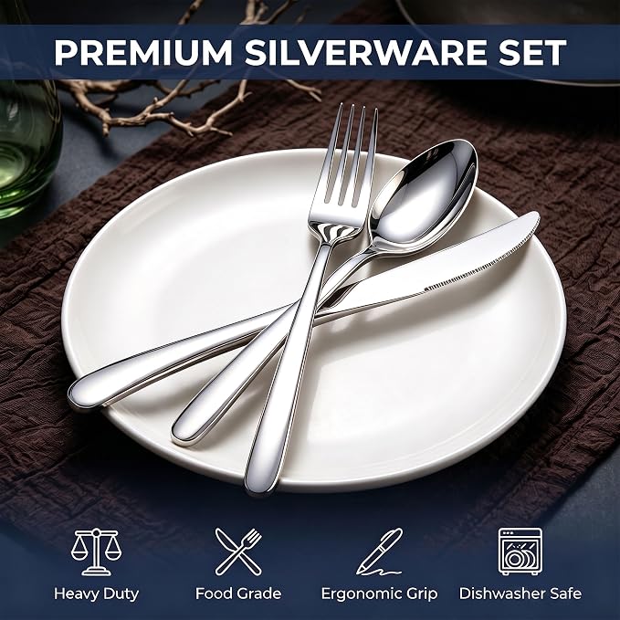 LIANYU 40-Piece Heavy Duty Silverware Set - Image 3
