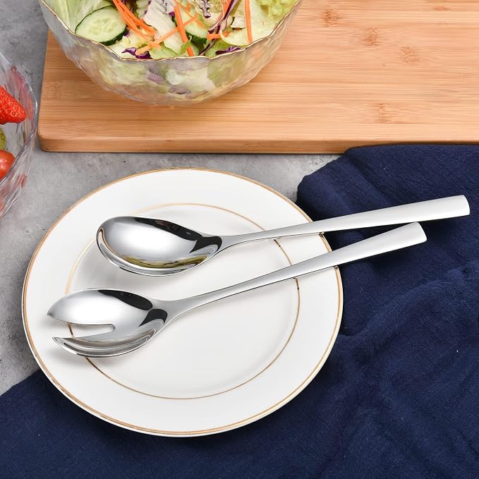 IMEEA Salad Servers 18/8 Stainless Steel Salad Serving Set Salad Fork and Spoon - Image 7