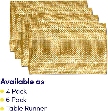 Sweet Home Collection 100% Cotton Placemats for Dining Room Rectangle Two Tone Woven Fabric 13" x 19" Soft Durable Table Mat Set, Set of 6, Orange