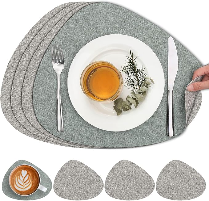 Faux Leather Placemats Set of 4, Dual Sided by Chitomars