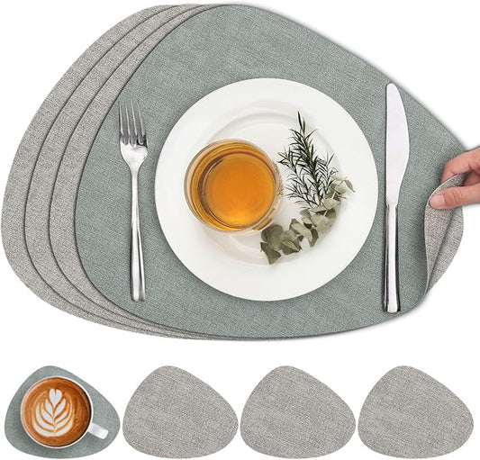 Faux Leather Placemats Set of 4, Dual Sided by Chitomars