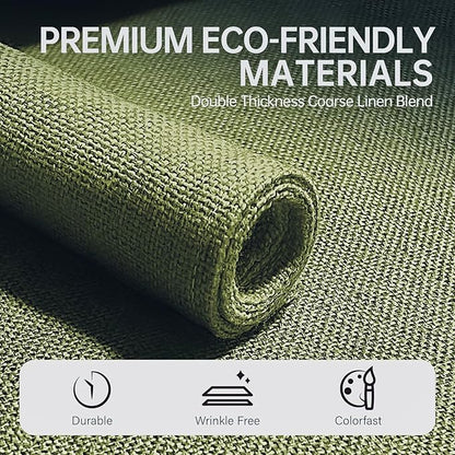 Blue Forest Placemats Set of 8, Dual-Layered Thickened Faux Linen Table Mats Heat Resistant Machine Washable Wrinkle Free Place Mats for Kitchen Dining Outdoor/Indoor (Grass Green)