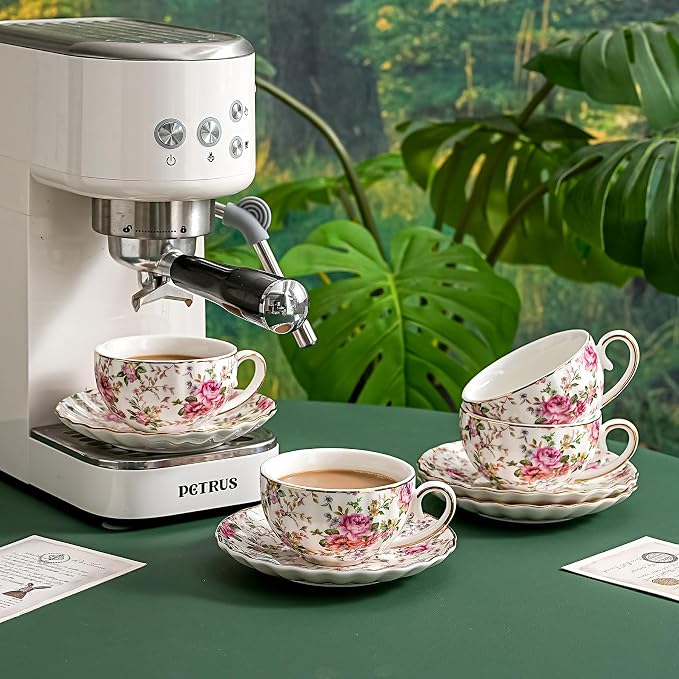 Agyiuns Tea Cup and Saucers, 6.4oz Floral Tea Cups - Image 6