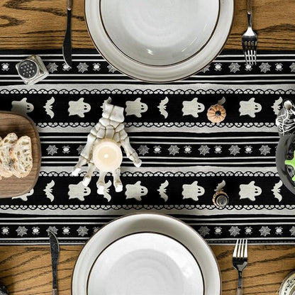 Artoid Mode 210 GSM Halloween Table Runner 13x72 Inch Home Party Decor | Black - Image 3