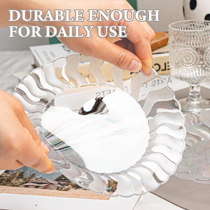 Lullaby 60PCS Clear Scalloped Plastic Plates, Disposable Plates - Image 6