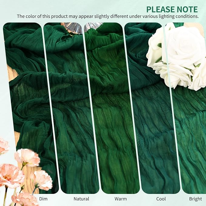 30 Pack Cheesecloth Table Runner 10FT Emerald Green Table Runner Boho Gauze - Image 7