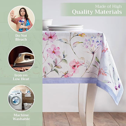 Maison d' Hermine Table Cloth Rectangle Table 100% Cotton 60 x 108 Inches Tablecloth Reusable Decorative for Dining Room Farmhouse Home Valentines Day Decorations Spring Summer - Summer Floral