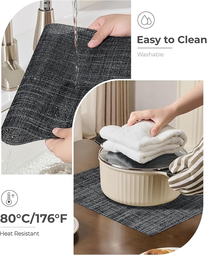 Leetaltree Black and Grey Woven Placemats Set of 24 - Image 6