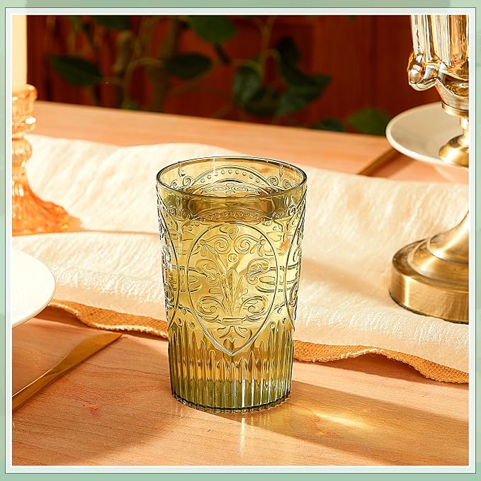 48 Pcs 16 oz Plastic Vintage Drinking Glasses Stemless Ribbed Highball Glasses - Image 5