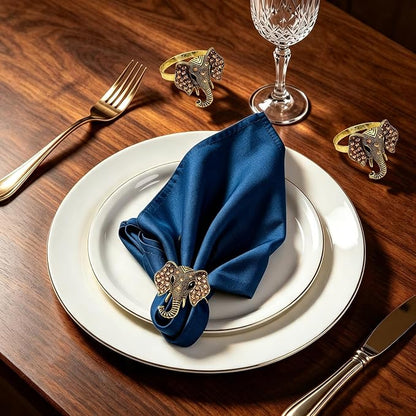 Elephant Napkin Rings Set of 6 Sparkly Rhinestone Africa Animal Napkin Holder - Image 2