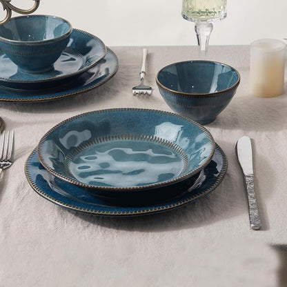4-piece set, natural active glaze plate and bowl set, microwave and dishwasher - Image 4