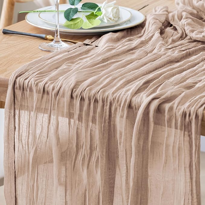Cheesecloth Table Runner 10FT Nude Pink Boho Gauze Sheer Table Runners | Cheese by Xiomot