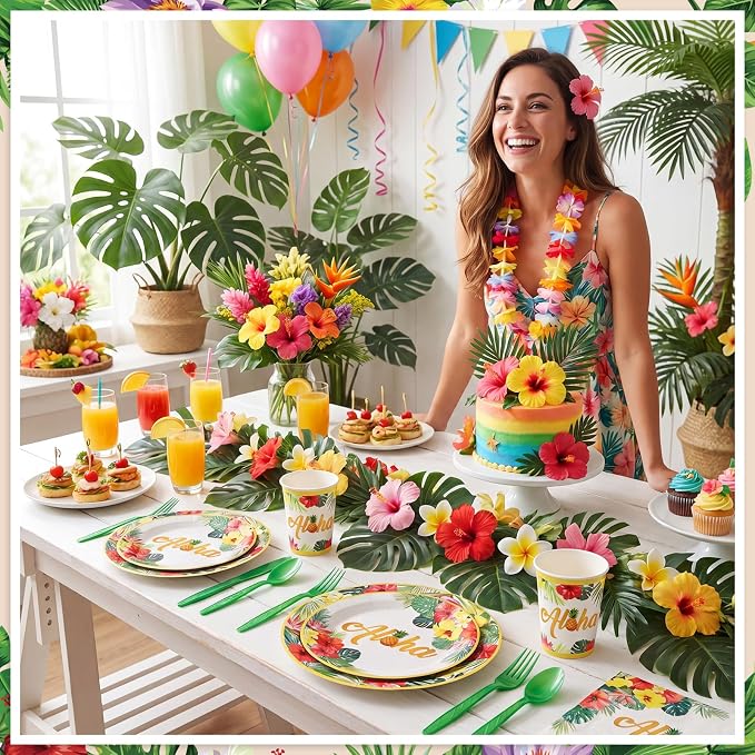 NatNarr Hawaiian Party Supplies Set, Paper Tableware Set - Image 4