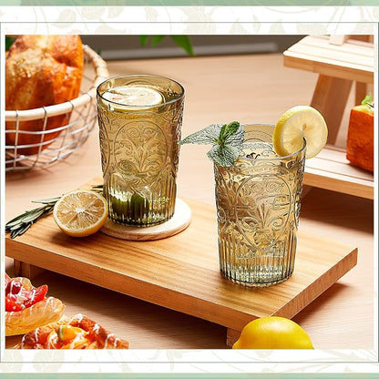 48 Pcs 16 oz Plastic Vintage Drinking Glasses Stemless Ribbed Highball Glasses - Image 4