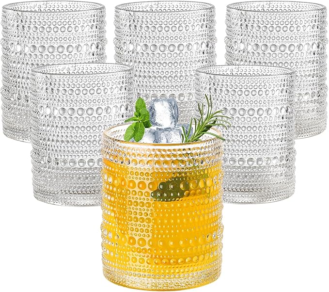 Amyoole Hobnail Drinking Glasses Set of 6, 12oz Bar Tumbler Glassware | Clear by Amyoole